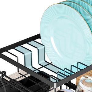 Égouttoir à vaisselle en acier au carbone pour comptoir d'évier, support de rangement durable pour couverts, bols et tubes - Product Image 6