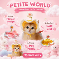 Chapeau pour animaux de compagnie en crochet simple fait main et personnalisé, en fil de laine doux, accessoire photo pour chiens, chats et petits animaux, idéal pour l'été et les fêtes d'anniversaire