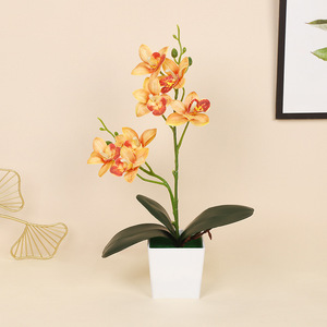 Orquídea Phalaenopsis Artificial en Maceta de Yiwu Datuo Florist, 22x32 cm, Color Blanco Lechoso, Amarillo y Rosa, Decoración para Sala de Estar y Bodas - Product Image 3