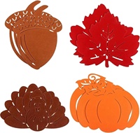 Napperons modernes d'automne résistants à la chaleur en feutre, motif feuilles d'érable et citrouilles, pour la décoration de table de Thanksgiving et des fêtes de récolte d'automne