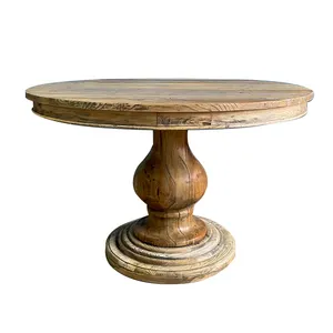 Classic Design Small Round Wooden Dining Table Solid Oak Wood