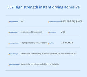 FZR02 GUOELEPHANT W10 Pegamento Instantáneo Acrílico Inodoro Sin Residuos Blancos 20g Adhesivo de Alta Resistencia para Trabajos en Madera - Product Image 4