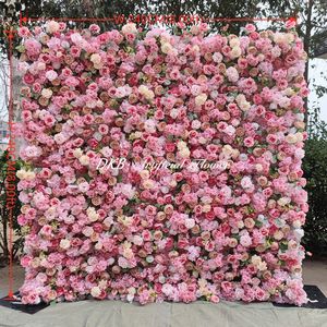 DKB - Decoración de Pared de Flores Rosadas en 3D Personalizadas, para Bodas y Fiestas, Fondo de Pared de Flores Artificiales de Seda - Product Image 2