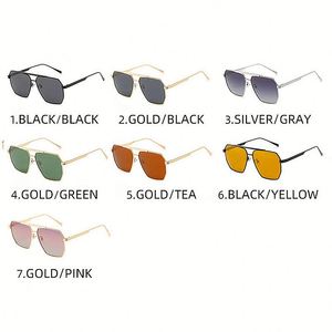 Lunettes de soleil polarisées carrées pour hommes et femmes, style pilote à double pont, avec logo personnalisé, idéales pour la conduite - Product Image 6