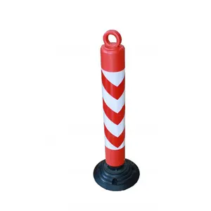 500mm Height PU Plastic Warning Post Delineator Bollard with 260*260mm Black Base for Traffic Safety on Roads