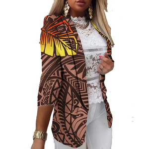 2 MOQ Polynesian Elei Tribal Design Custom High Quality Blazer Personality Long Sleeve Kimono Cardigan Traje informal de mujer - Product Image 3