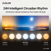 Lampe à rythme circadien intelligente AIDLIN 5,3 cm Slim Blue Sky Skylight à diffusion Rayleigh simulant la lumière du soleil pour bureau sans fenêtre
