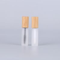 Envase Cosmético de Bambú Natural, Tubo de Vidrio Recargable de 5ml 10ml, Envase Vacío para Rímel, Brillo Labial, Delineador de Ojos con Pincel