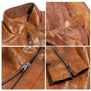 Veste en cuir pour hommes personnalisée style motard printemps saison cuir de vache de qualité supérieure avec fermeture éclair en métal imperméable et coupe-vent - Product Image 3