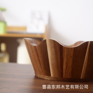 ชามสลัดไม้ งานแฮนด์เมด ดีไซน์มินิมอล สำหรับใช้ในบ้าน วัสดุไม้ไม่เคลือบ - Product Image 2