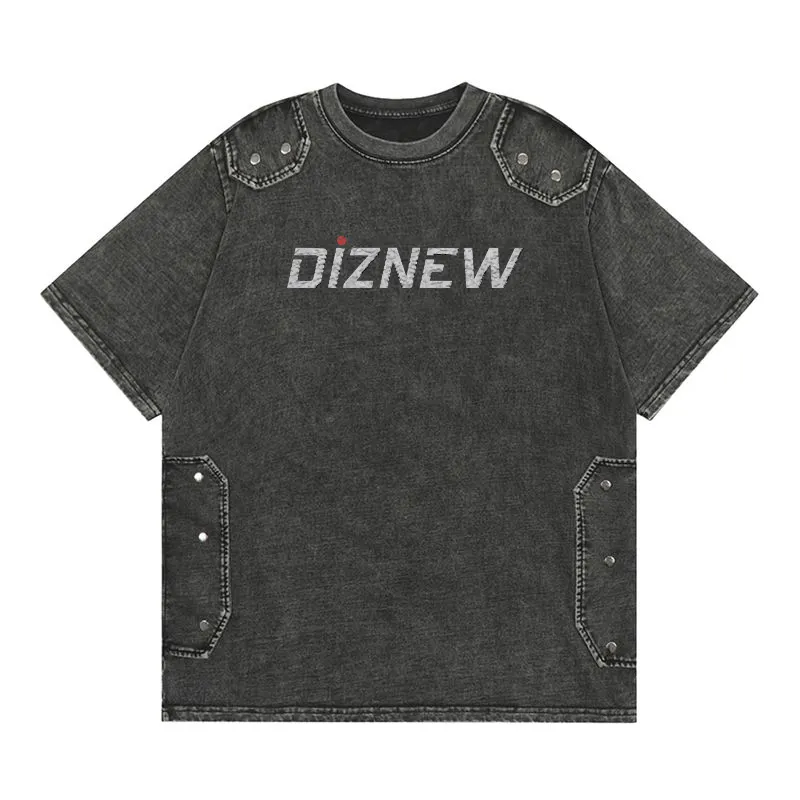 Diznew Dikke T-Shirt Voor Mannen Hoge Kwaliteit Groothandel Katoen Oversized Eenvoudige Denim T-Shirts Voor Mannen