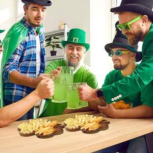 Plateau de service en bois assiettes en forme de trèfle en bois fruits Snack plateaux de service trèfle irlandais Acacia <span class=keywords><strong>planche</strong></span> à découper pour l'affichage des aliments - Product Image 4