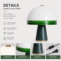 Lampe de table en verre marbré rechargeable LED 6W, commande tactile, 3 couleurs de lumière 3000K 4000K 6000K, port Type C pour chambre à coucher, salon