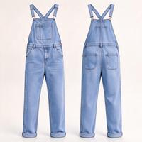 Salopette en jean bleu slim, taille mi-haute, coupe droite, style urbain pour le quotidien
