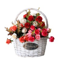 Panier de fleurs en osier naturel brun de vente chaude pour la décoration de la maison panier-cadeau