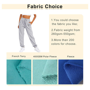 กางเกงวอร์มออกกำลังกายเอวสูงสำหรับผู้หญิงสำหรับฤดูใบไม้ร่วงผ้าเฟรนช์เทอร์รี่ผ้ายืด460GSM ปักลายกำหนดได้เอง - Product Image 3