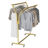 Estante colgante lateral de celebridades de Internet de doble fila Simple de isla, estante medio, barra doble para sala de estar, tienda de ropa
