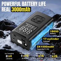 Compresseur d'air portable WLETO pour gonflage rapide des pneus, 3000 mAh, 150 PSI, avec lumière LED et arrêt automatique pour voitures/motos/vélos