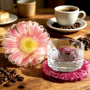 Real Gerbera Daisy <strong>Plastic</strong> Coasters Handmade Dried Flowers Heat Resistant Insulated <strong>Pot</strong> Holder Dining Mat Pastoral <strong>Table</strong> - Product Image 4