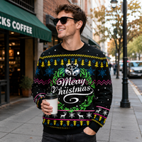 Pull de Noël moche en acrylique anti-plis pour homme, idéal pour les fêtes d'hiver – OEM & ODM