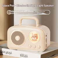 Mini haut-parleur sans fil portable de petite taille, haut-parleur musical avec lumière nocturne, haut-parleurs pour téléphone portable, mignon chat ou ours de dessin animé