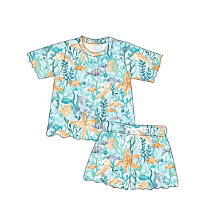 Set Estivo di Alta Qualità per Bambine con Top a Maniche Corte e Orlo Smerlato e Pantaloncini Abbinati, Stampa Personalizzata, Abbigliamento Casual per Bambini - Product Image 6