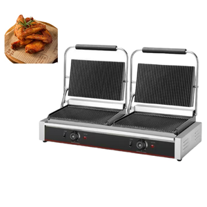 Plancha para Panini de Acero Inoxidable y Hierro Fundido, Parrilla de Contacto para Sándwiches - Product Image 1