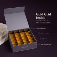 Boîte cadeau rigide personnalisée avec impression pour bijoux, cosmétiques, bougies, couvercle à charnière, insert en grille dorée, plusieurs compartiments, fabrication directe OEM