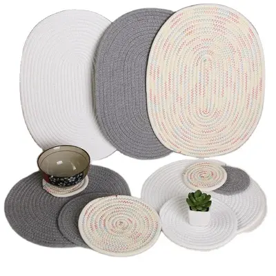 Groothandel Ronde Vorm Geweven Warmte Coaster Slip Eettafel Mat Placemats Home Keuken Accessoires