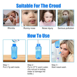 منظف لغسيل الأنف للبالغين والأطفال واقي الأنف غسول الأنف ملح الجيوب الأنفية ينظف لتخفيف الحساسية - Product Image 6