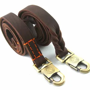 Leather Dog Collar Walking Rope Dog Leash Metal Chains for Dogs Vegan Leather