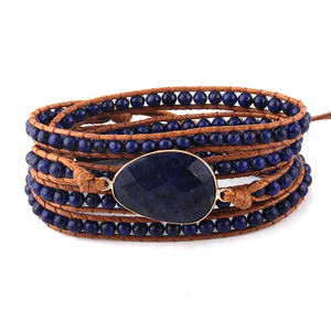 Bracciale alla Moda con Perline, Fatto a Mano, con <span class=keywords><strong>Pietre</strong></span> <span class=keywords><strong>Naturali</strong></span> e Ciondolo in Pietra, Braccialetti a 5 Fili Avvolgenti, per Dropshipper - Product Image 1