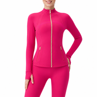 Veste de yoga sans couture pour femme, coupe ajustée, à fermeture éclair, en nylon et élasthanne respirant, idéale pour la course et le fitness – Stock USA