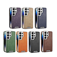 Étui pour téléphone Samsung S26 Ultra avec chargement magnétique sans fil, texture lisse, électroplaqué, simili cuir, compatible Galaxy S25 Plus S24 S23