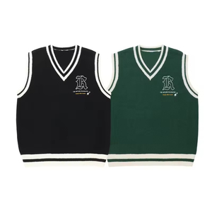 Custom LOGO <strong>Men's</strong> Jacquard Knit Sweater Waistcoats Pullover Knitwear <strong>v</strong> <strong>Neck</strong> <strong>Sleeveless</strong> Knitted Sweater School Vest for <strong>Men</strong> - Product Image 5
