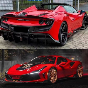 Convient pour 19-20 <span class=keywords><strong>Ferrari</strong></span> F8 Carbon Fiber Body Kit Front Lip Side Skirts Rear Diffuser Spoiler - Product Image 3