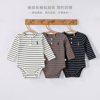 Vêtements pour bébé, combinaison rembourrée à manches longues pour l'automne, garçons et filles, combinaison rayée, combinaison pour nouveau-né, coton double face