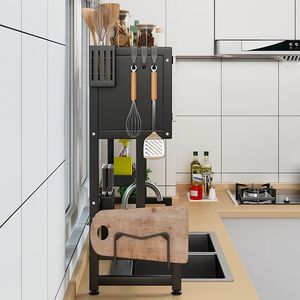 工場多機能メタル食器収納ラック シンク上乾燥2段オーガナイザー 水切り板 モダンで持続可能なキッチン - Product Image 4