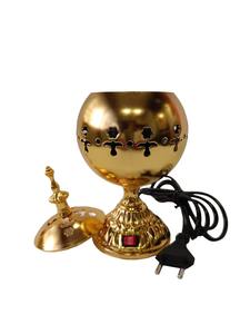 Brûleur à Bakhoor en métal finition or, brûleur à charbon arabe, magnifiquement conçu, encens très demandé, brûleur à encens en métal - Product Image 4