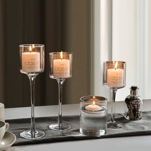Portacandele in Vetro Trasparente Alto POSISION per Cena a Lume di Candela, Ornamenti, Contenitore per Candele Aromaterapiche, Portacandele <span class=keywords><strong>Natalizio</strong></span> - Product Image 2