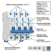 Disjoncteur 4P MCB 400V 6kA ADB3-63 Corps large Courbe C 6A-63A Disjoncteur triphasé IEC60898-1 CE CB CCC OEM ODM