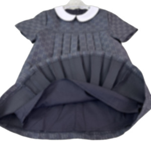 Robe d'été en mousseline pour filles, col Claudine <span class=keywords><strong>à</strong></span> <span class=keywords><strong>volants</strong></span>, manches courtes, motif lettres imprimé, <span class=keywords><strong>jupe</strong></span> trapèze longueur genou - Product Image 5