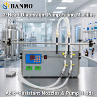 Machine de remplissage de bureau BANMO à double tête avec pompe à diaphragme résistante aux acides et buses en PVDF pour la sécurité de l'acide chlorhydrique