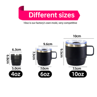 Taza de Café Apilable de Acero Inoxidable con Aislamiento al Vacío de Doble Pared de 4oz, 6oz y 10oz al por Mayor, Vaso Pequeño