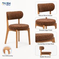 Chaise de salle à manger moderne en chêne blanc, rembourrée en tissu bouclé, en bois courbé massif, pour restaurant, maison, cuisine, hôtel
