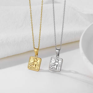 Collar <span class=keywords><strong>de</strong></span> moda personalizado para mujer, colgante <span class=keywords><strong>de</strong></span> alas <span class=keywords><strong>de</strong></span> Ángel guardián chapado en oro <span class=keywords><strong>de</strong></span> 18 quilates <span class=keywords><strong>de</strong></span> acero inoxidable, abalorios cuadrados, collar <span class=keywords><strong>de</strong></span> Ángel Cupido - Product Image 1