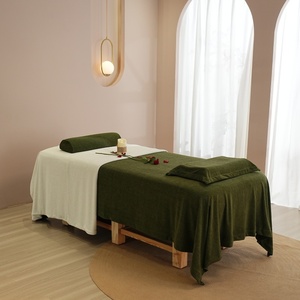Vert olive <span class=keywords><strong>polaire</strong></span> Premium couleur unie couvre-lits de beauté couvre-lit de salon pour la beauté literie de lit pour le visage - Product Image 5
