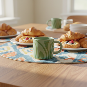 Taza de Porcelana Ecológica con Diseño Geométrico de Rayas - Personalizable con Logotipo, Apta para Lavavajillas y Microondas, Regalo Empresarial para la Mañana - Product Image 4