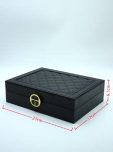 กล่องใส่เครื่องประดับหนัง PU แบบพกพา หรูหรา ทันสมัย ทำมือ พร้อมกุญแจล็อค  สำหรับใส่สร้อยคอ ต่างหู นาฬิกา รูปทรงสี่เหลี่ยมผืนผ้า - Product Image 5