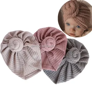 Tamanho único adequado para todos os gorros caracol lilian turbante, chapéu waffle crochê bebê meninos chapéu de malha cor sólida turbante de torção